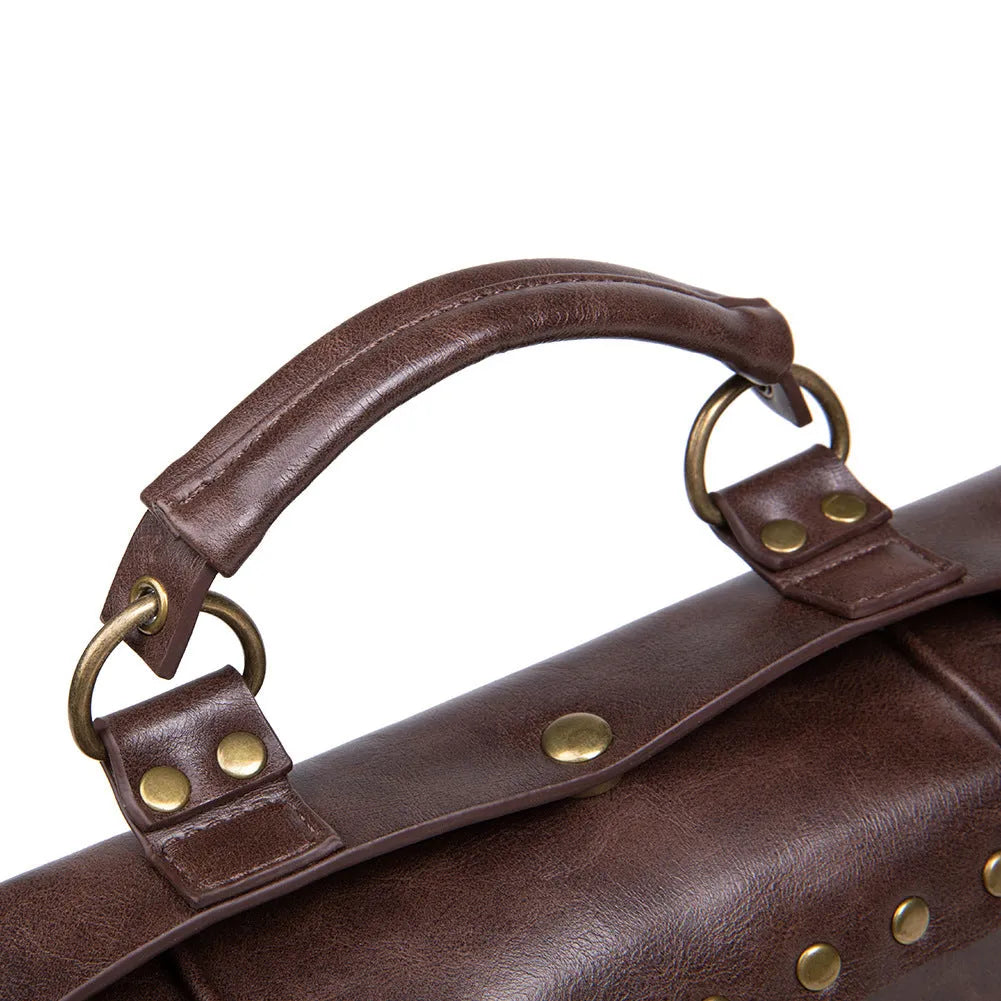 Bronze steampunk industrial retro style shoulder bag with metal hardware and pillow bag shape