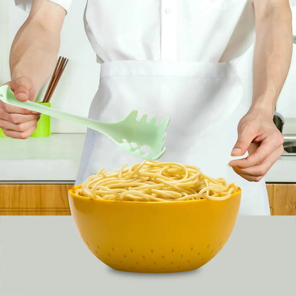 Multifunction kitchen spoon set with plastic multi function shovel 30.5cm and spaghetti spoon 28cm