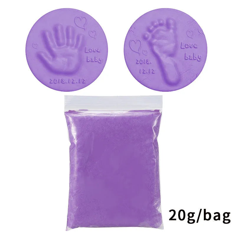Baby handprint footprint clay kit with 20g soft non-toxic moulding paste in multiple colours