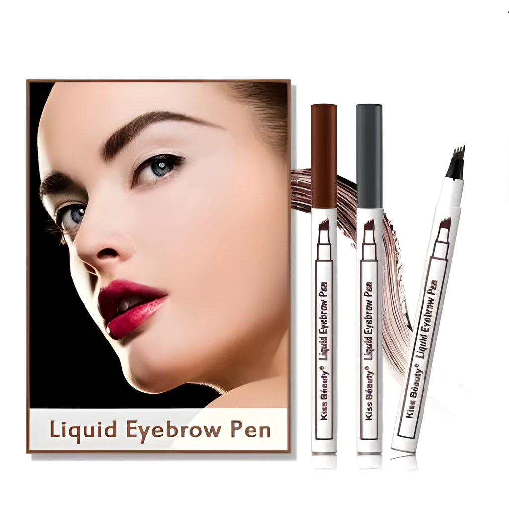 Four-claw eyebrow pen with liquid formula in Chestnut, Brown and Dark Grey, 1ML, for natural hair-like brow look