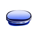 A portable Bluetooth MP4 music player in blue with an OLED screen, showing the music interface.