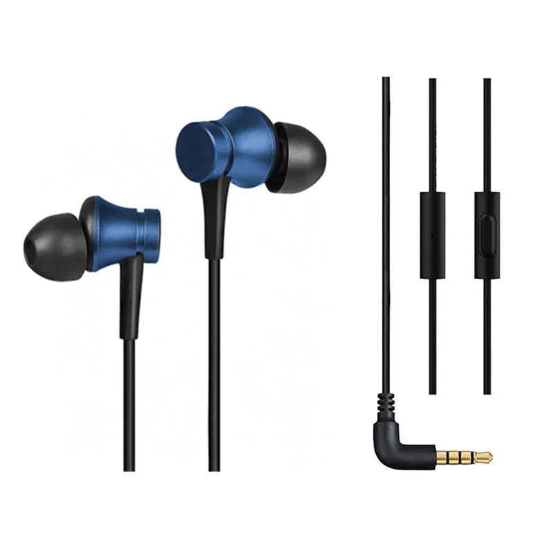Piston wired in-ear headphones with 3.5mm connector in black, blue and red colour options