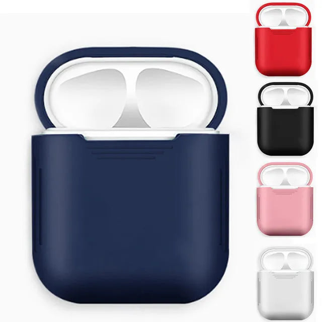 Silicone shockproof case for Apple AirPods with anti-lost rope attachment in multiple colour options