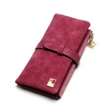TAUREN vertical long wallet in retro matte Pu leather showing zip closure and internal card slots.