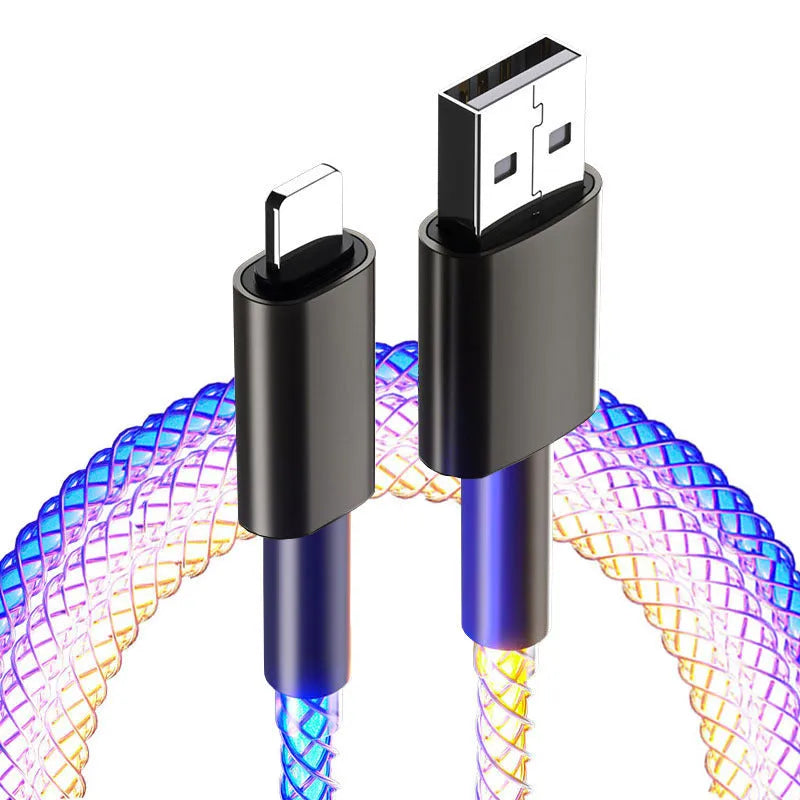 RGB charging data cable with colour gradient lighting 1m multi-interface
