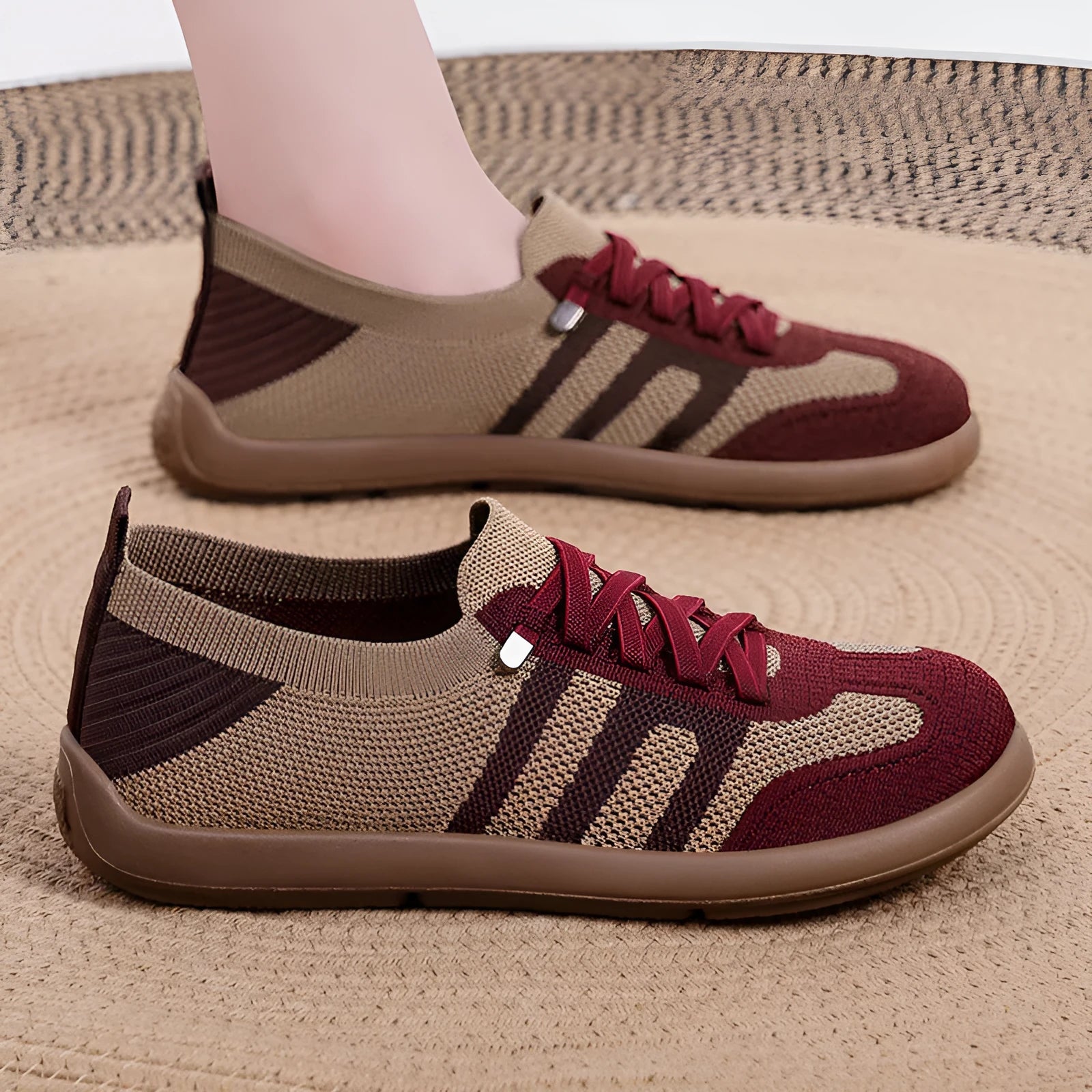 Retro German training shoes with fly knit mesh upper and polyurethane sole in black colour