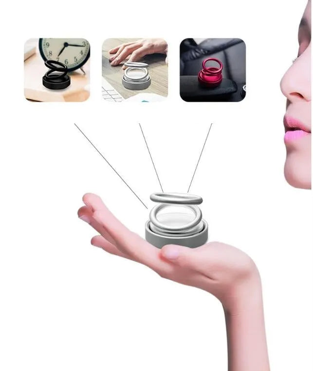 Double ring rotating car aromatherapy diffuser aluminium alloy Classic Black 6.4x5.8cm