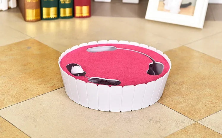 Automatic rotating mouse cat teaser toy with remote control in green colour on carpet