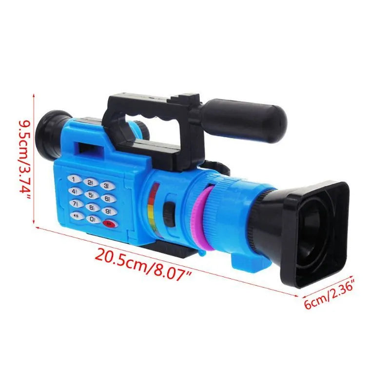 Fun interactive toy camera for children in blue and pink, compact design