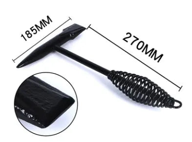 Welding slag hammer with a spring steel handle and a high carbon steel head, shown with weight options.