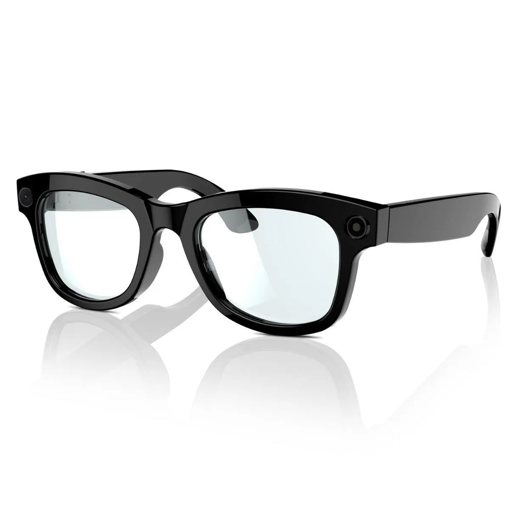 M01 HD camera AI translation smart glasses with black lenses on a head-mounted frame.