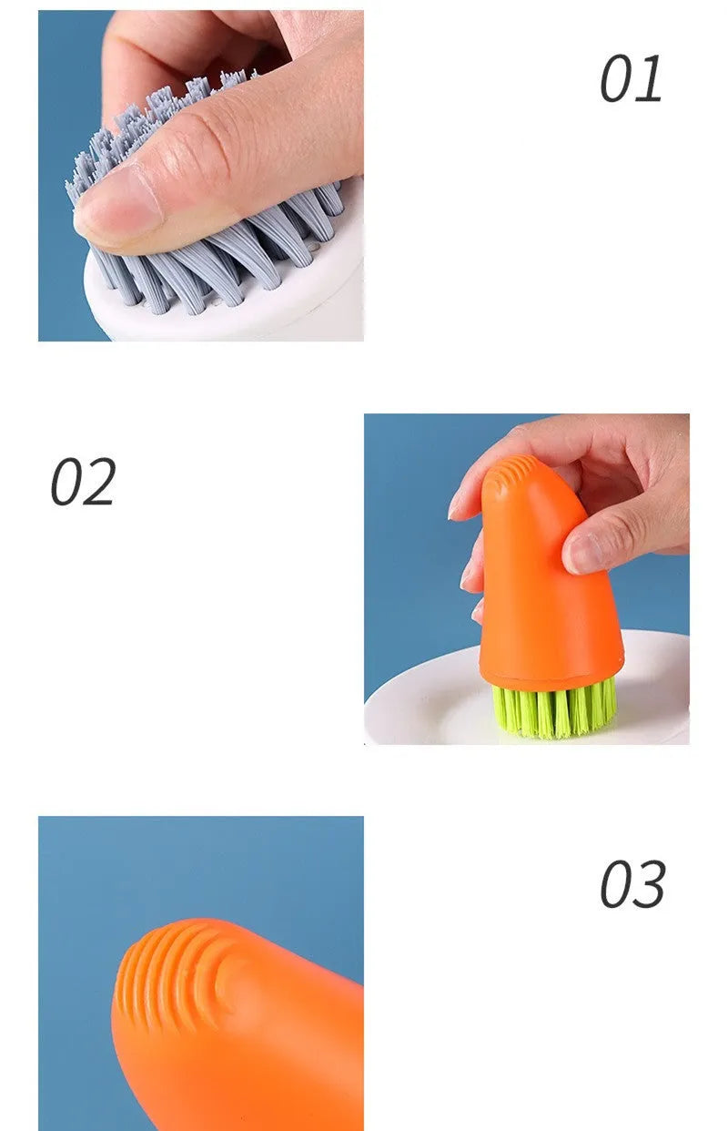 Carrot-shaped nylon cleaning brush in orange and white colours for kitchen vegetable washing