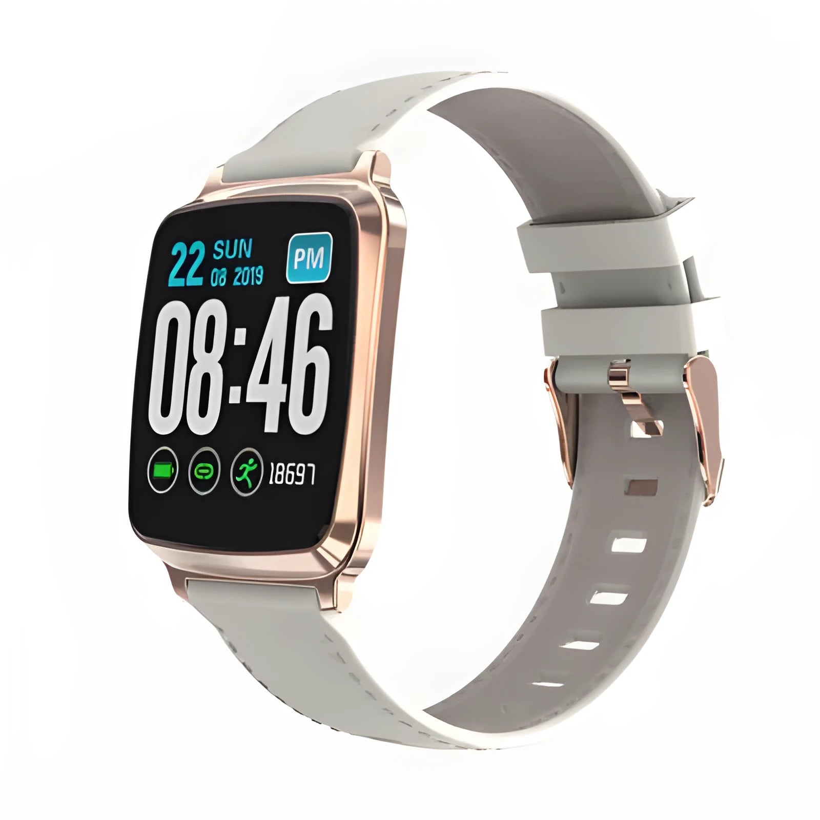 M8 smart sports bracelet with zinc alloy body and TPU strap on a wrist, displaying heart rate data.