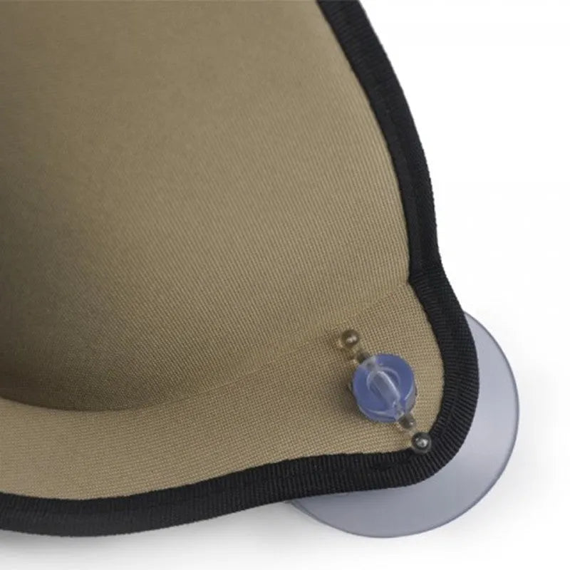 Cyan EVA window cat hammock with suction cup attached to glass