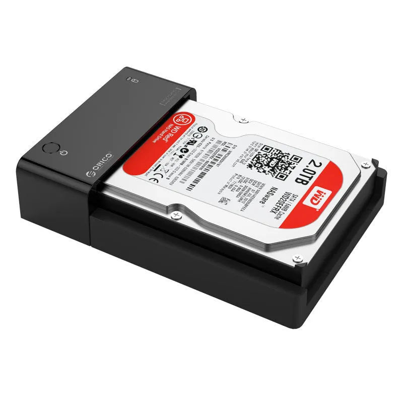 Black plastic hard disk enclosure case for 2.5 inch and 3.5 inch SATA drives with data cable