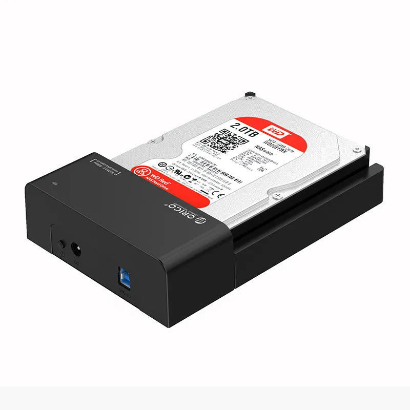 Black plastic hard disk enclosure case for 2.5 inch and 3.5 inch SATA drives with data cable