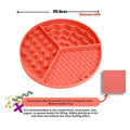 Silicone dog slow feeder bowl with three compartments in coral red colour, 21cm diameter