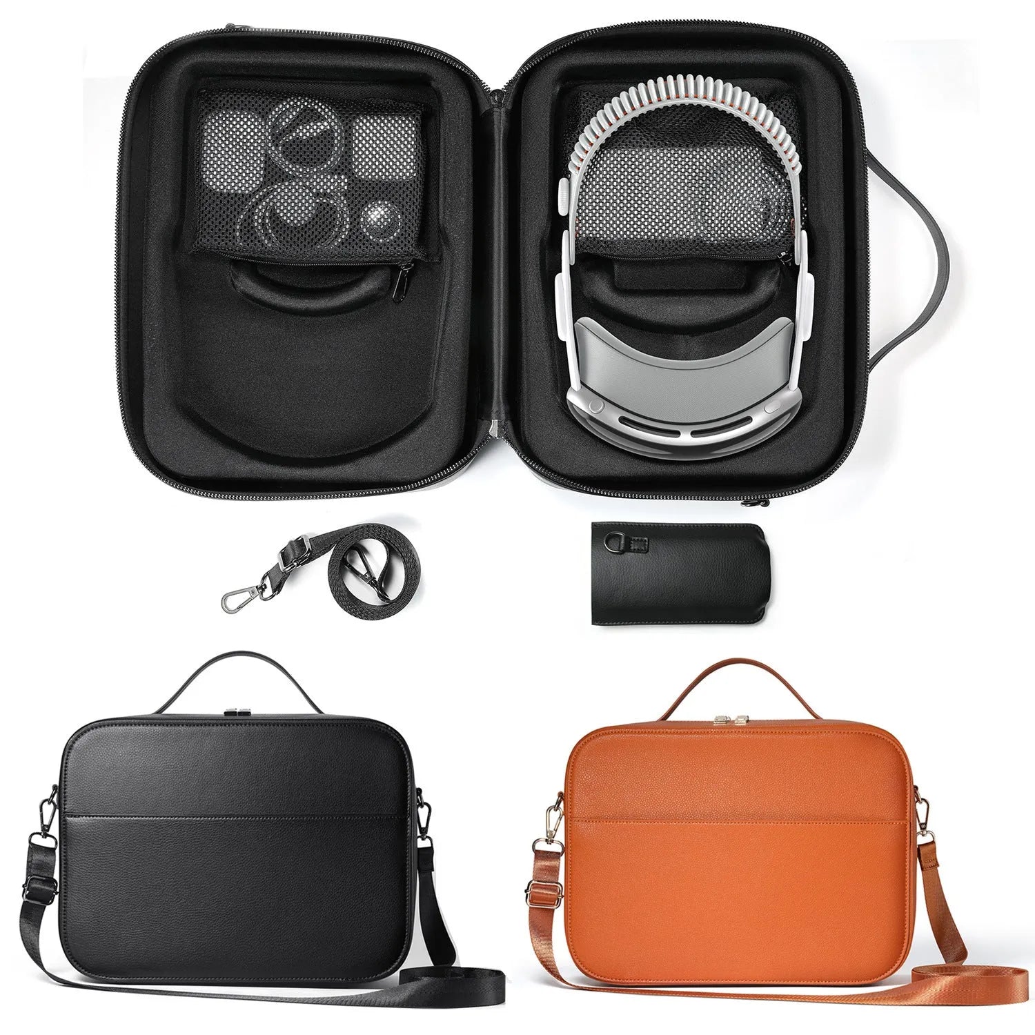 Black superfiber MR glasses storage box for Apple Vision Pro with dimensions shown.