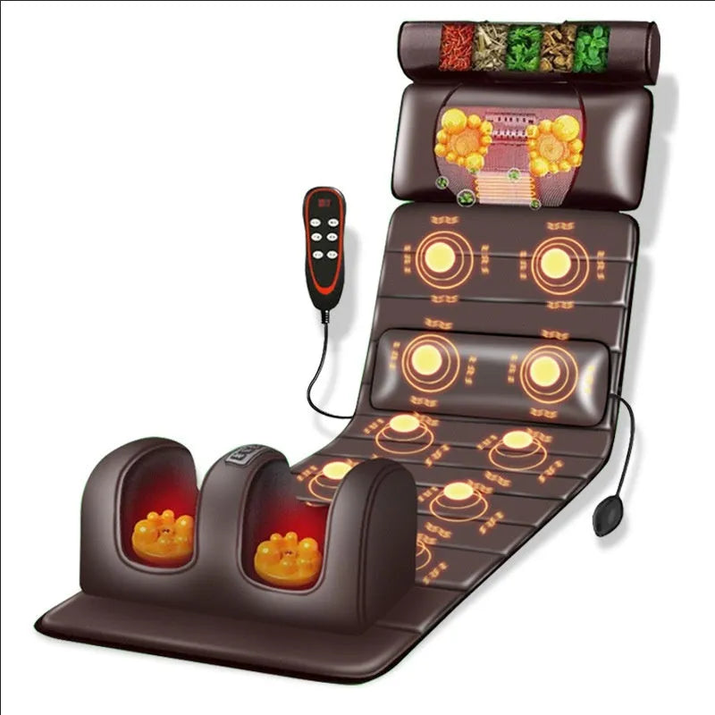 Automatic shoulder and neck home massager with diamond pattern artificial leather and handheld wired control