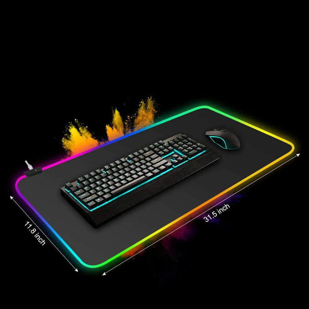 RGB luminous mouse pad with starry sky pattern, natural rubber non-slip base, USB cable, 4 mm thick