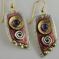 Gold geometric zinc alloy earrings with irregular camouflage leopard print pattern, retro stud design