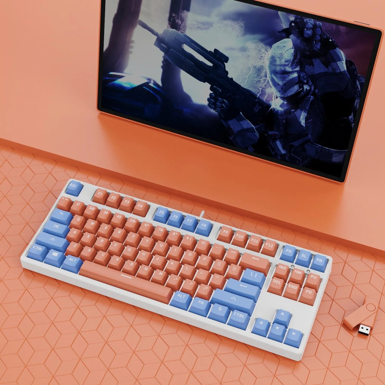 87-key wired mechanical keyboard with two-colour backlighting and hot-swappable switches