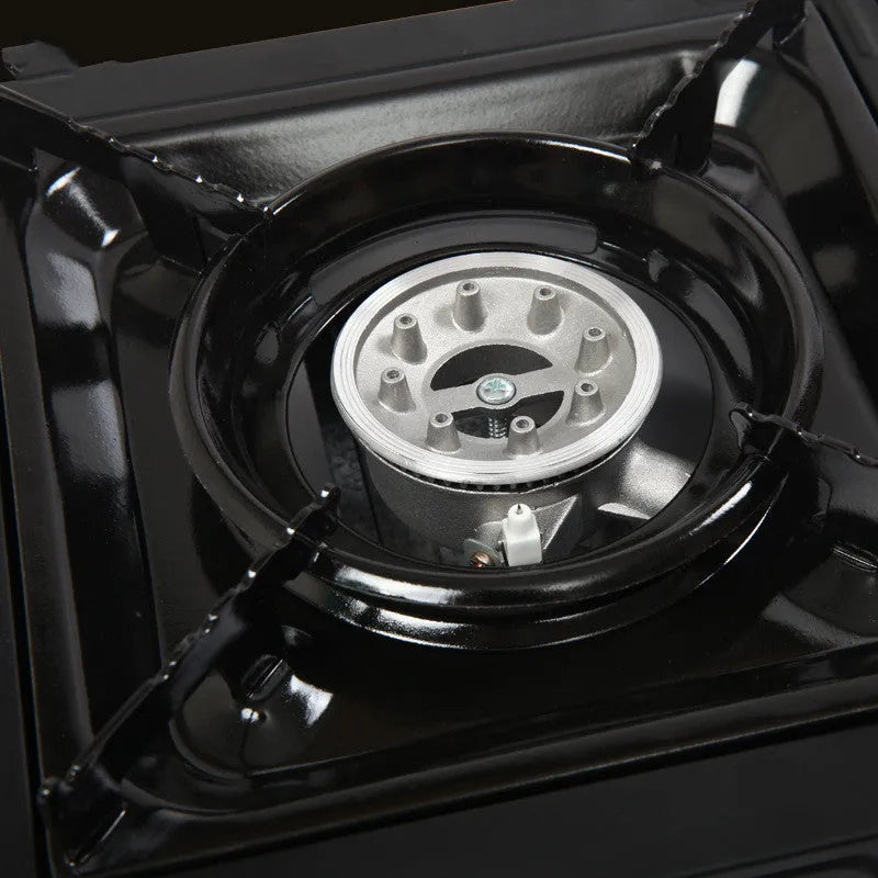 Black portable cassette stove 340x280x115mm with electronic ignition for camping, BBQ and hot pot cooking