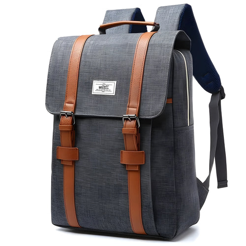 Canvas computer backpack in sports fashion style, nylon waterproof cloth, 40x29x12cm, light grey colour