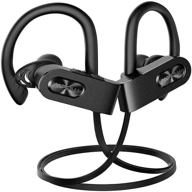 Flame2 hanging ear Bluetooth headset in black, pink, or red colour, showing wireless design.