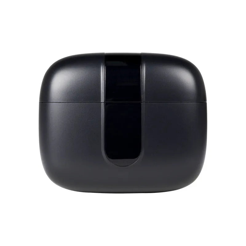 Jerry X08 wireless Bluetooth headset and charging case with digital display in black, grey, or white.