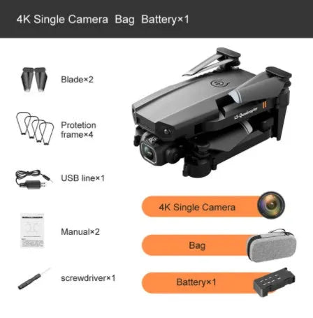 LSRC-XT6 dual-lens foldable quadcopter drone with adjustable 180 to 90 degree lens, open size 18x15x4cm