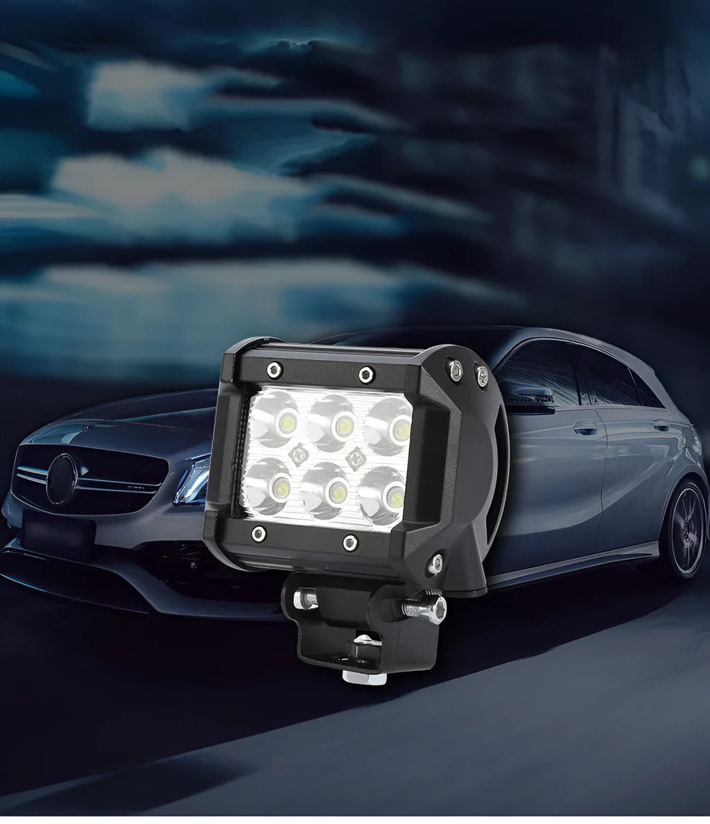 Black 18W car LED work light with aviation aluminium alloy die-cast shell and IP67 protection