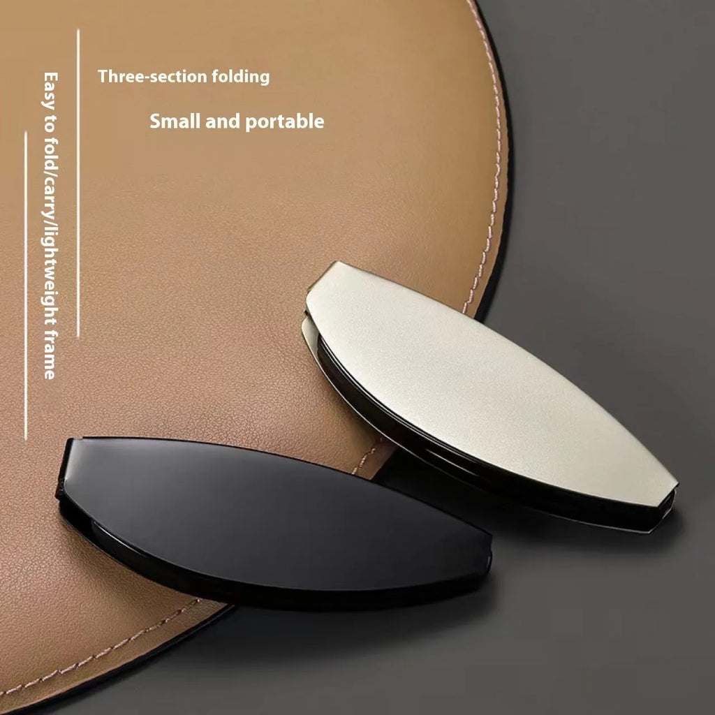 Folding presbyopic reading glasses in black frame shown open and folded with protective case