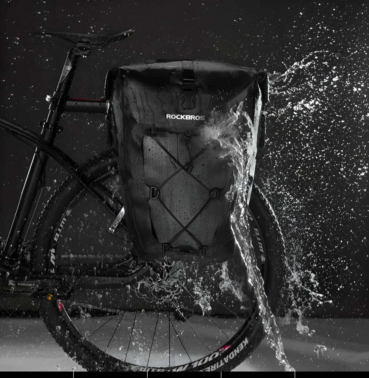 Waterproof bicycle bag in black or yellow, made from nylon cloth and waterproof fabric.