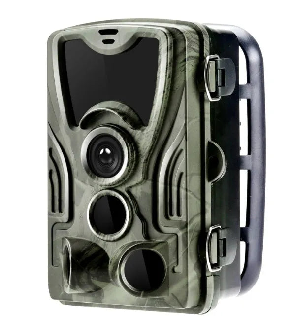 Green cellular trail camera for hunting with display screen and infrared sensors
