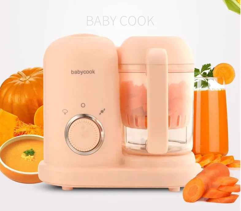 Baby food processor with steamer and blender functions in green colour with dual mixing blades