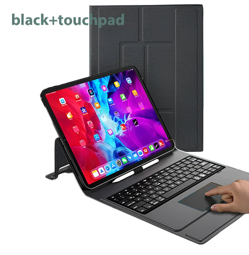 Bluetooth keyboard protector with integrated touch panel for iPad, black touch colour option