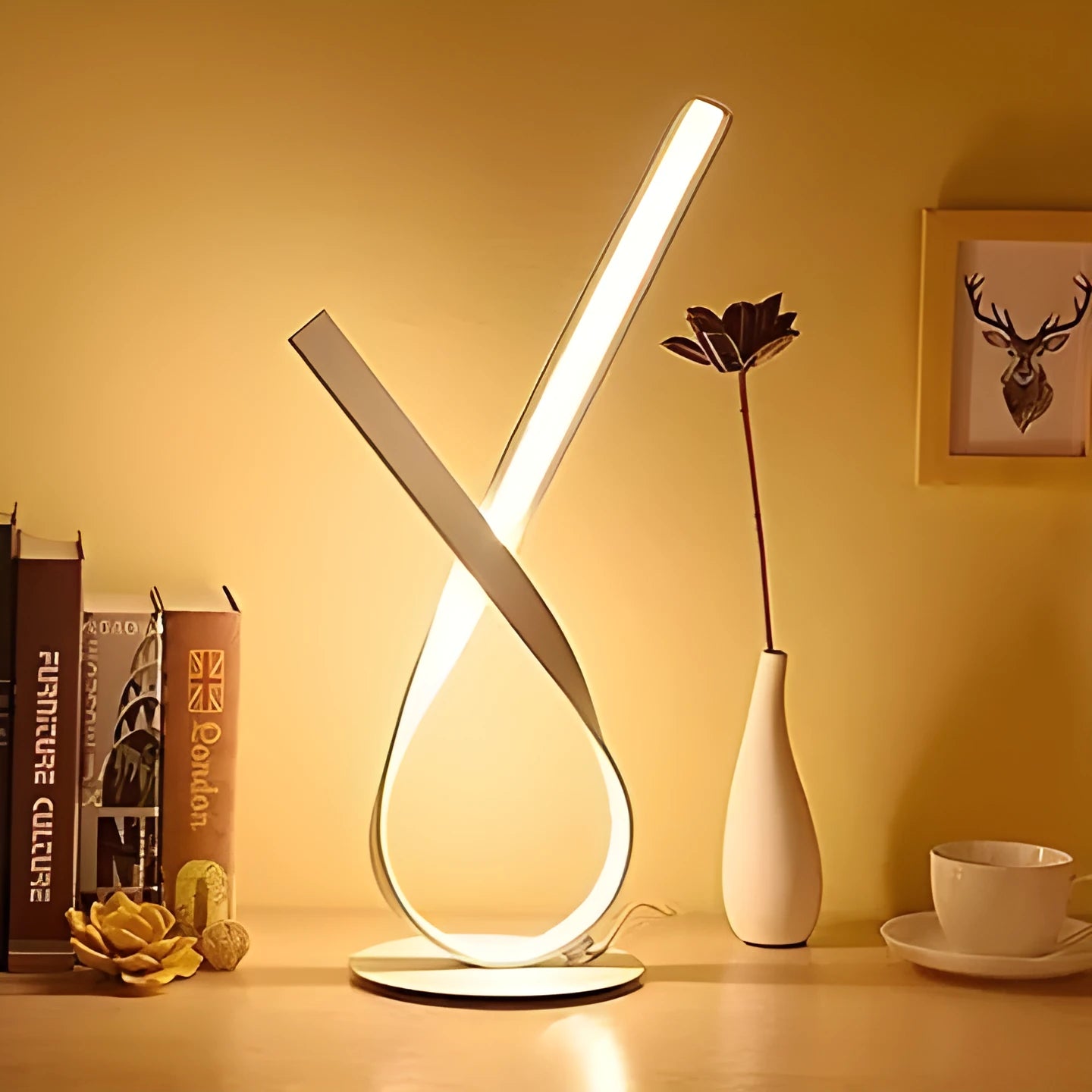 Creative remote control lamp with 45cm height, three colour temperature options, aluminium iron and silica gel construction