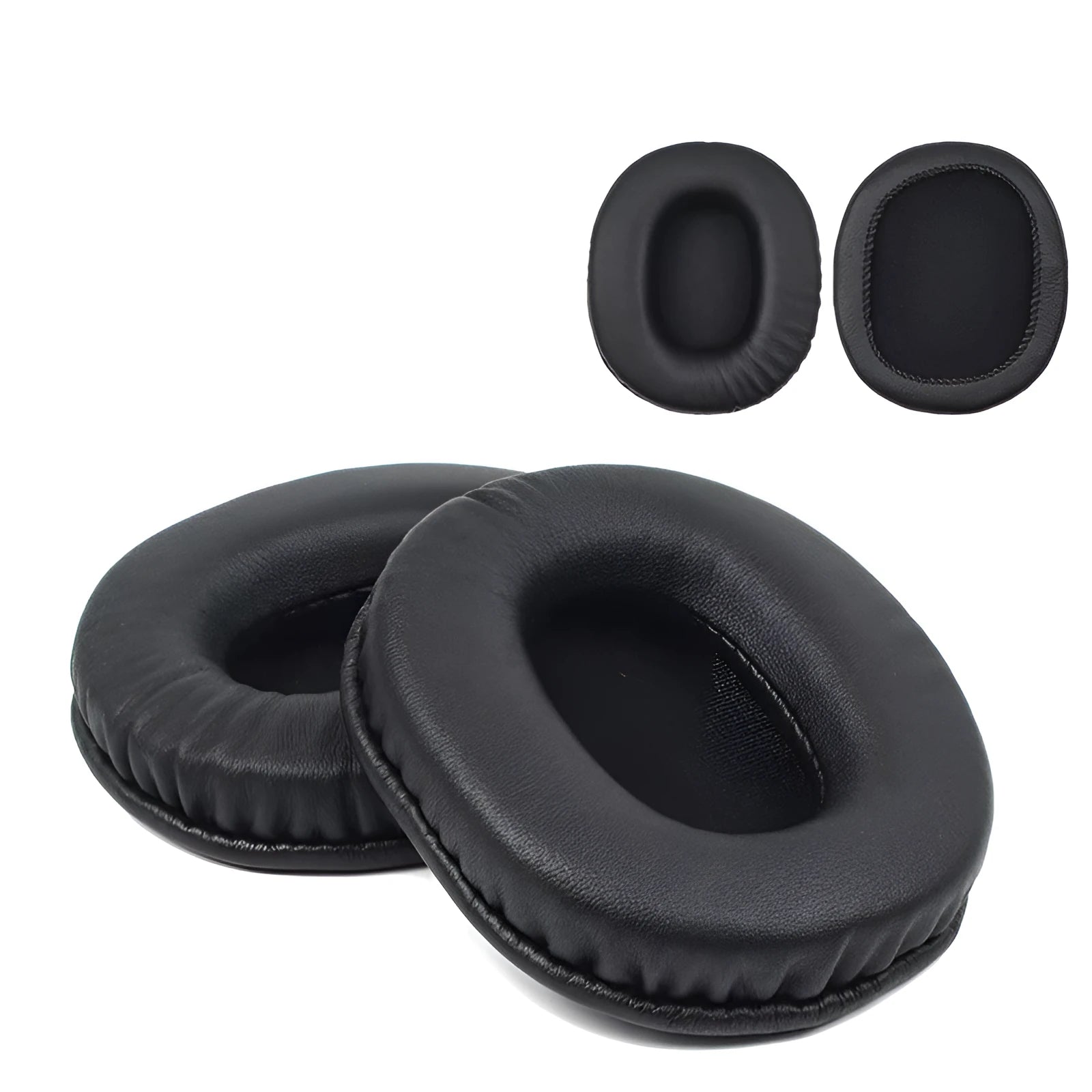 Black soft PU leather replacement earmuff covers for Sony MDR-1R headphones.
