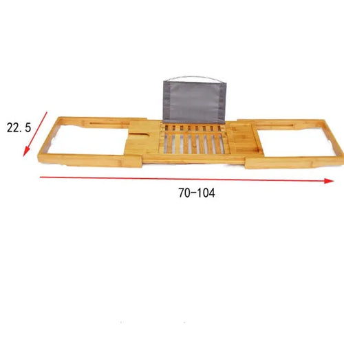 Natural bamboo bathtub storage frame with single-tier shelf for bathroom organisation