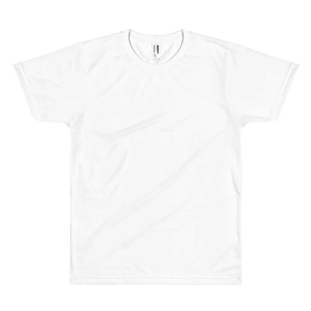 Blank custom sublimation t-shirt in white 100% polyester front view