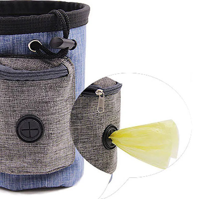 Oxford cloth dog food bag under 20L with animal pattern, medium soft puppy snack bag in blue, coffee or red