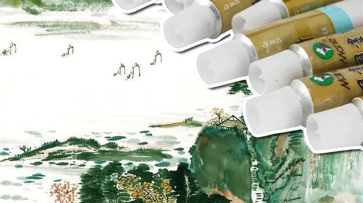 Chinese painting paint set with 12 to 36 traditional hue colours in 5 ml or 12 ml tubes