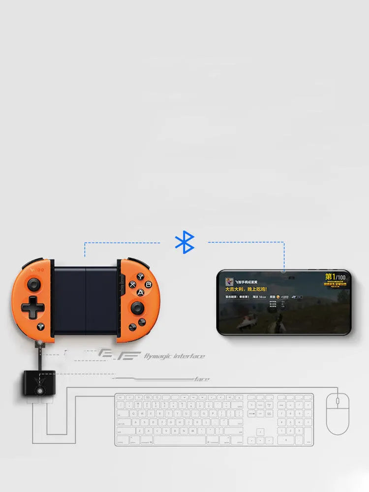 Feizhi Wee 2T mobile game controller with stretch handle in midnight blue or orange