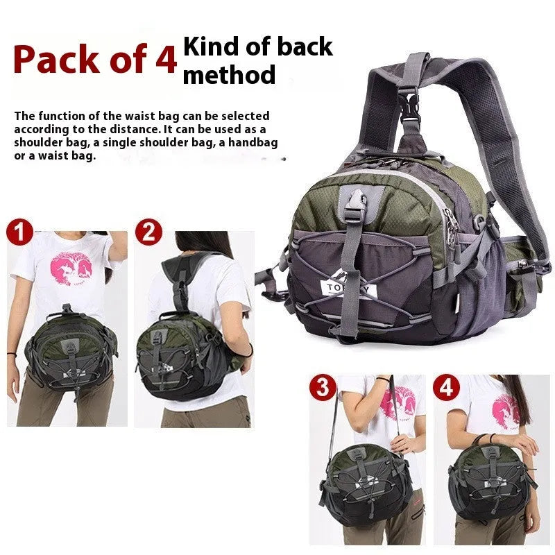 Outdoor multi-functional sports waist bag 18L nylon unisex letter graphic in army green