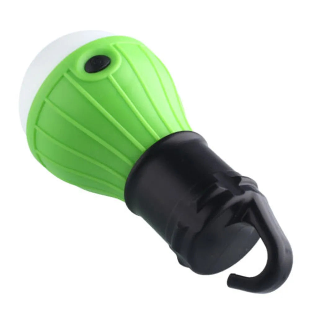 Portable hanging hook camping lantern with 3 LED lights in red, yellow, blue, green colours