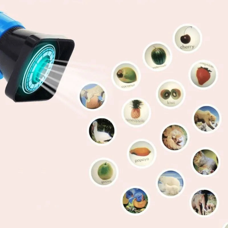 Fun interactive toy camera for children in blue and pink, compact design