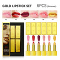 Gold brick lipstick kit set of 6 full coverage lipsticks in gold brick tube design