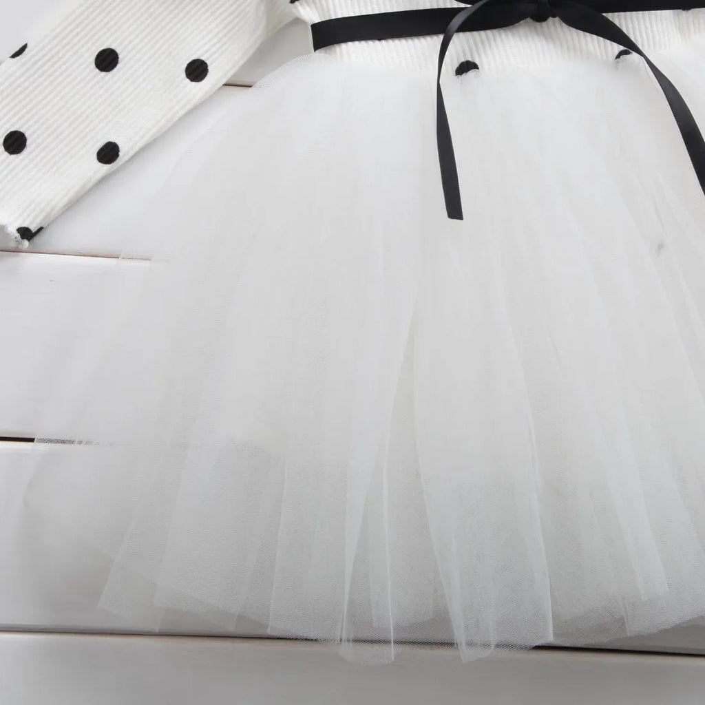 Baby girl long sleeve lace tutu dress in black, pink or white for ages 3-8 years