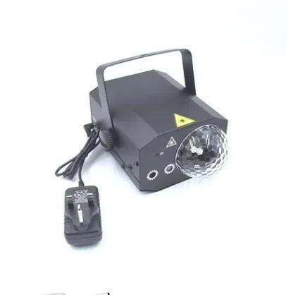 Black LED laser magic fan stage lighting equipment showing compact design with projection apertures